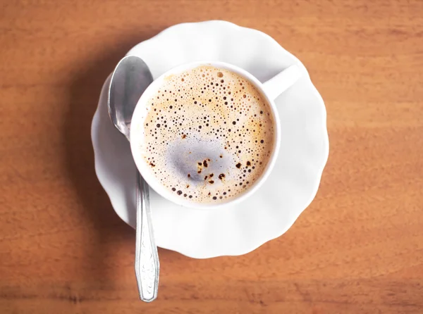 Filiżanka Kawy Kawy Brązowym Tle — Zdjęcie stockowe