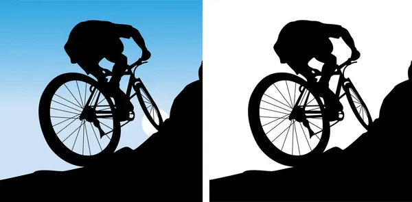 Idrottsutövare Cykel Lämna Ett Berg — Stock vektor