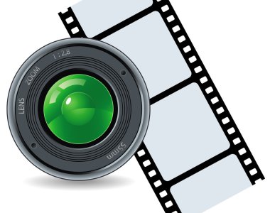 Camera and cinefilm on a white background clipart