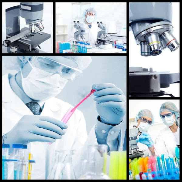 Science Team Working Microscopes Laboratory — Stock Photo, Image