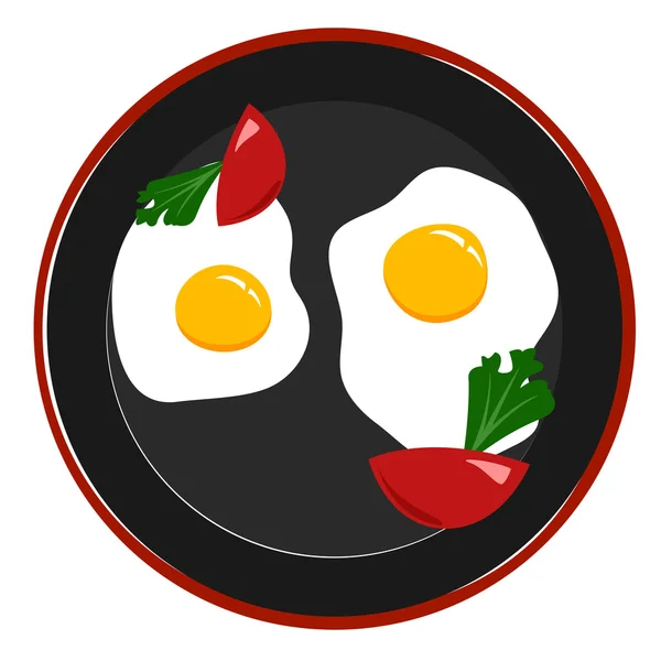 炒鸡蛋和蔬菜在白色背景上 — 图库矢量图片