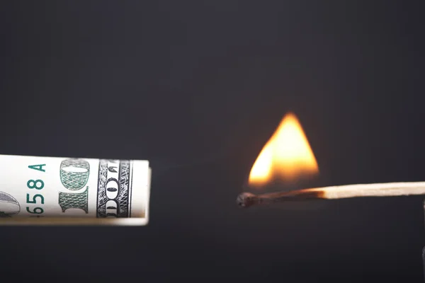 Dollaro in fiamme — Foto Stock