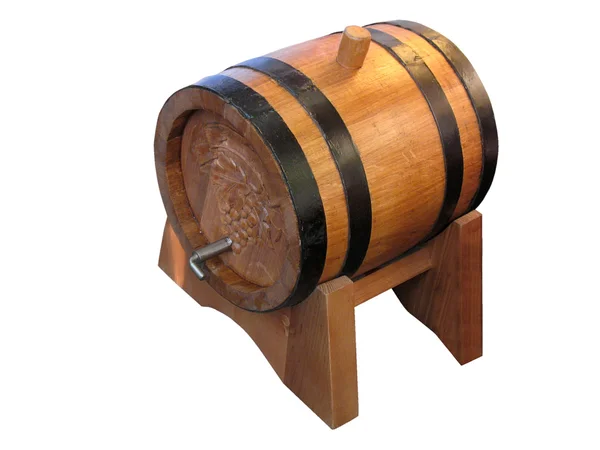 Velho barril de madeira isolado em branco — Fotografia de Stock