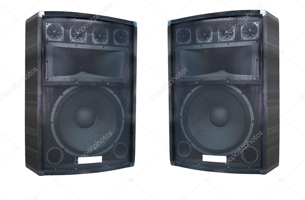 Two old powerfull concerto audio speakers isolated on white