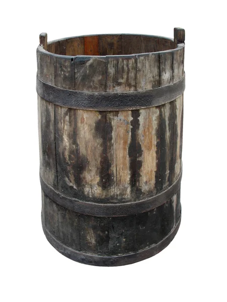 白い背景に古い樽が隔離され — ストック写真