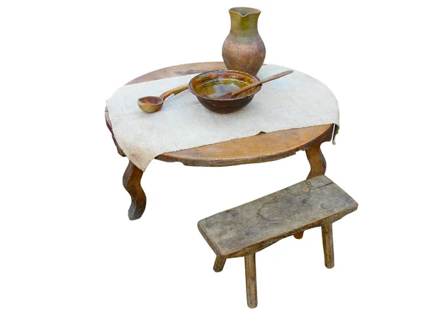Antike handgefertigte Holzmöbel isoliert über weiß — Stockfoto