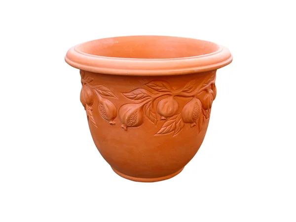 Декоративна глиняна ваза з квітковим візерунком ізольована — стокове фото