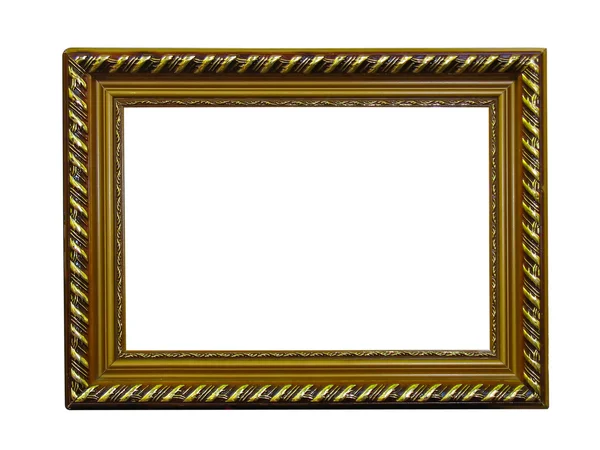 Old antique gold frame with pattern isolated over white — Stock Photo, Image