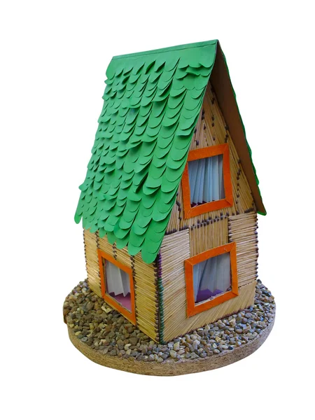 Dekorative Steckbrett Holzhaus Modell isoliert — Stockfoto