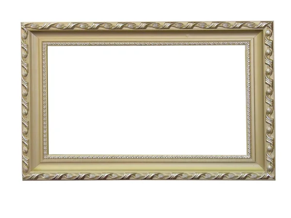 Old antique wood frame with pattern isolated over white — Stock Photo, Image