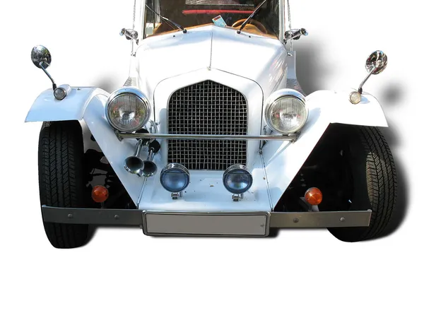 Samochód ślub retro starodawny białe marzenie na białym tle — Zdjęcie stockowe