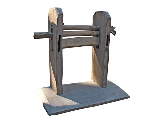 Vintage wol houten machine snijgereedschap geïsoleerd — Stockfoto