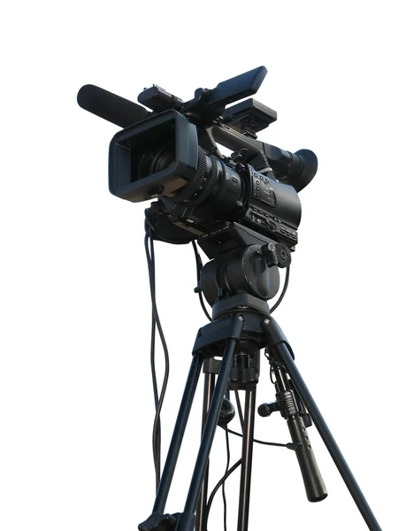 TV stúdió professzionális digitális videokamera elszigetelt fehér Stock Fotó