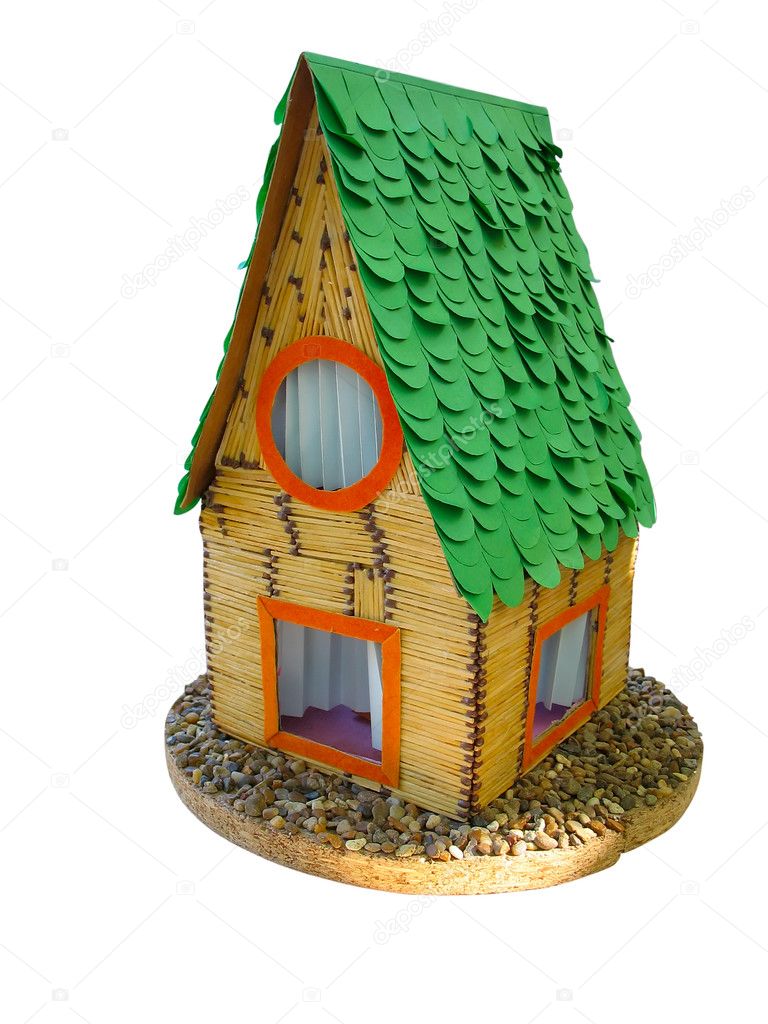 Decorative breadboard wooden house model isolated