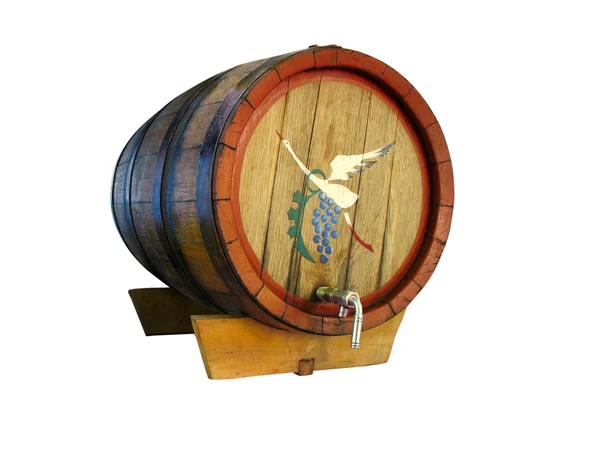 Stare Drewniane Beczka Wino Białym Tle — Zdjęcie stockowe
