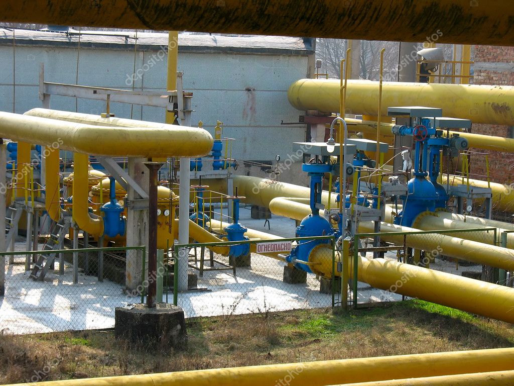 Natural gas distribution station at an power plant — Stock Photo