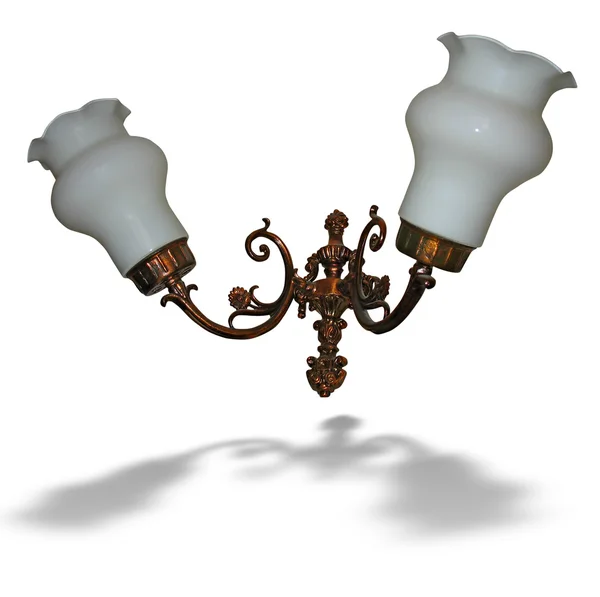 白い背景で隔離された青銅電気壁ランプ — ストック写真