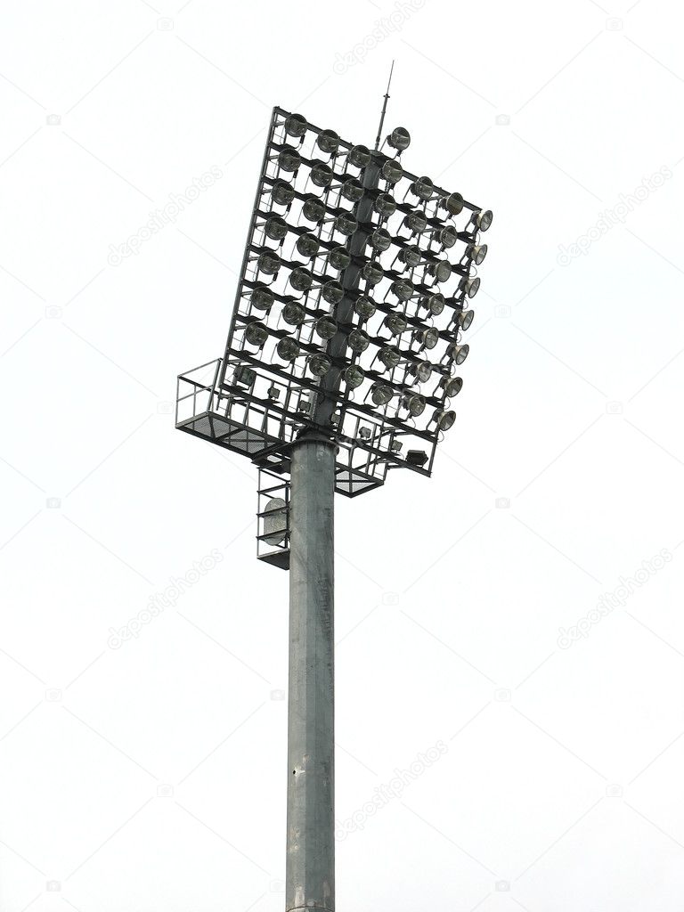 Big spotlights lighting tower at an stadium
