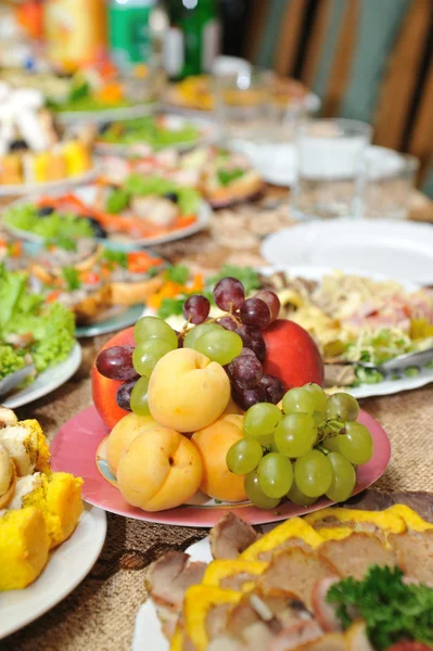 stock image Holiday table full of tasty food