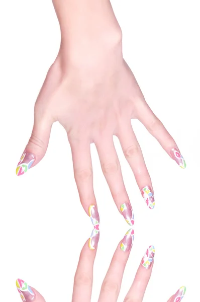 Piękne kobiece palce z manicure — Zdjęcie stockowe