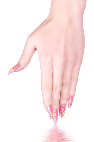Belos dedos femininos com manicure — Fotografia de Stock
