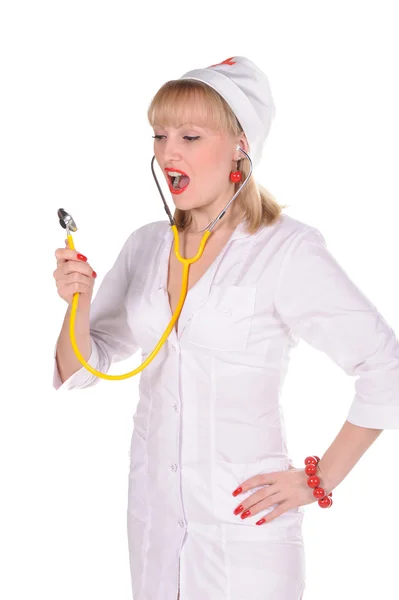 Nurse with stethoscope — Stock Photo, Image