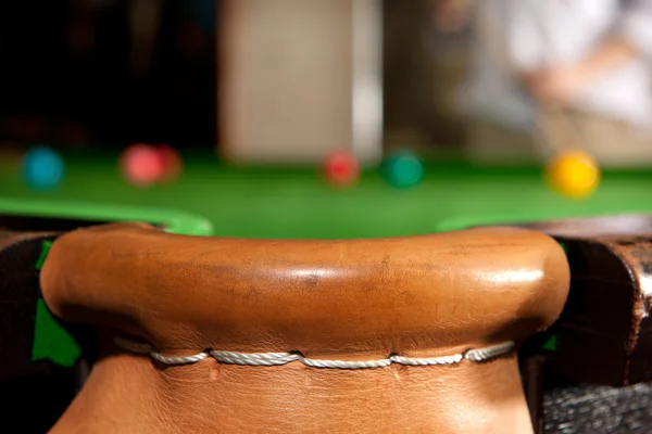 Leather Stiched Corner Pocket Snooker Table — Stock Photo, Image