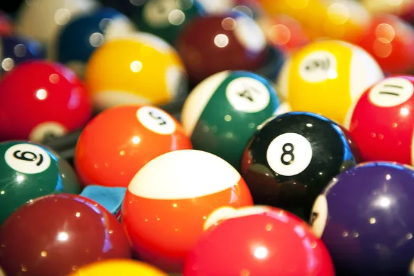 Kleurrijke Pool Ballen Met Selectieve Aandacht — Stockfoto