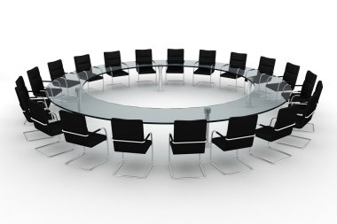 3d round conference room, isolated on white clipart