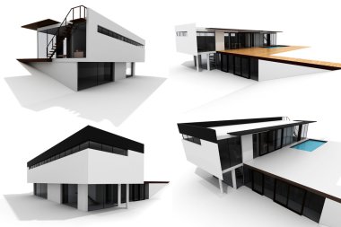 3d modern house, isolated on white clipart