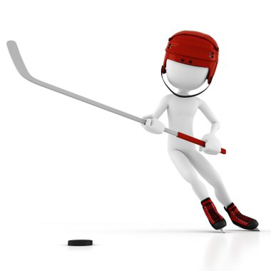 3d man hockey player clipart