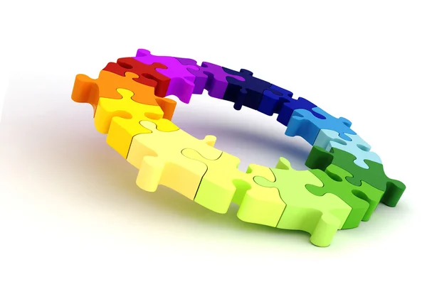 3D-kleurrijke puzzel grafiek wiel — Stockfoto