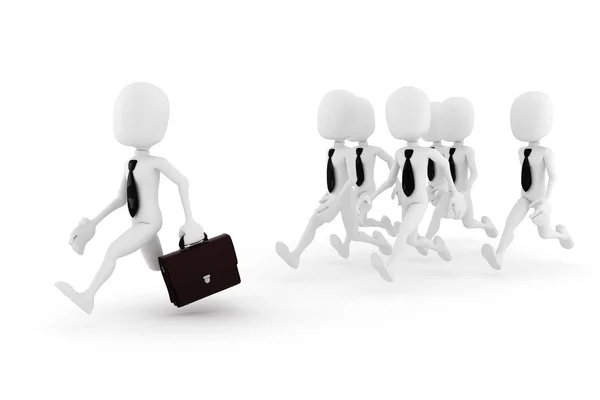 3d man, business man chased by some other 3d men — Stock Photo, Image