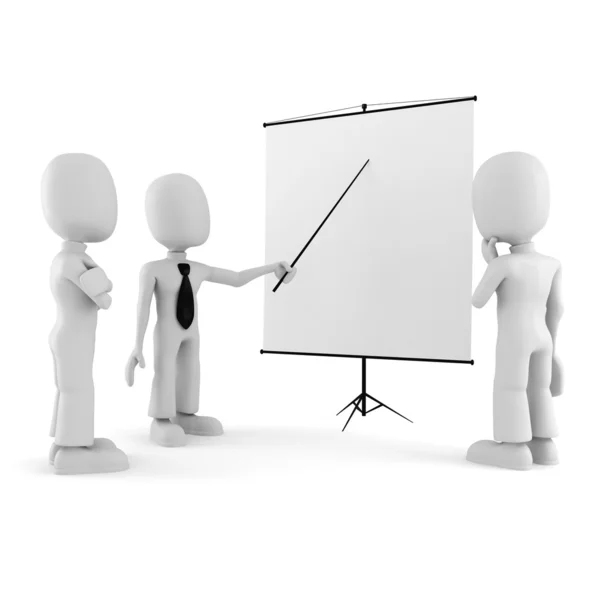 3d man, conference, standing near a blank board — Stock Photo, Image