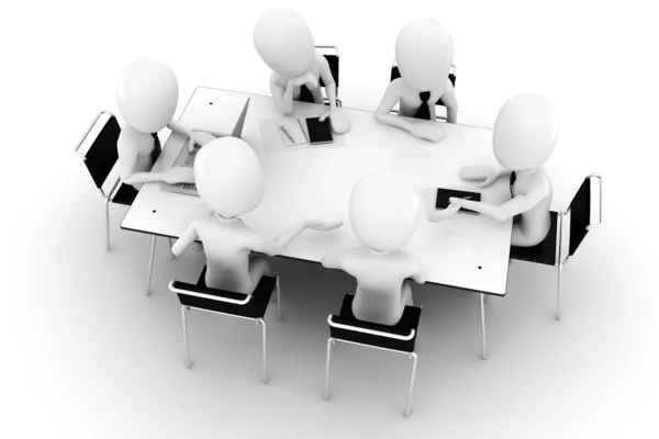 3D insan, iş toplantısı, izole üzerinde beyaz — Stok fotoğraf