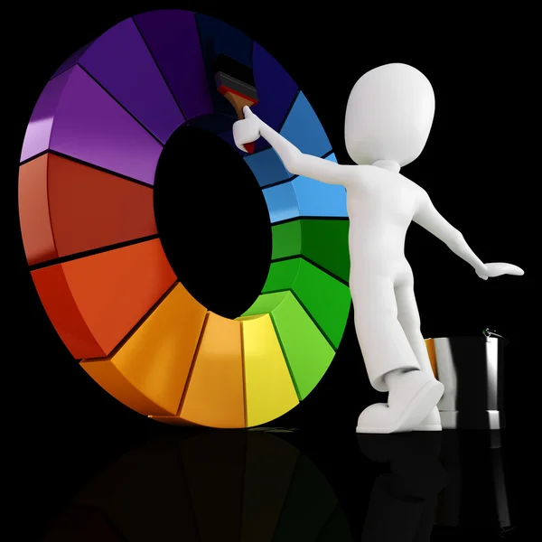 3d man and a color wheel — Stock Photo, Image
