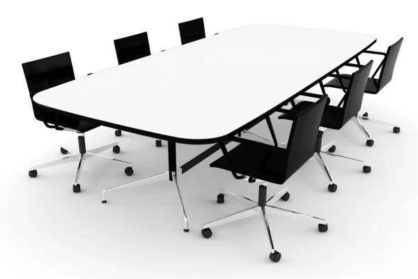 3D Konferenční stůl, na bílém pozadí — Stock fotografie