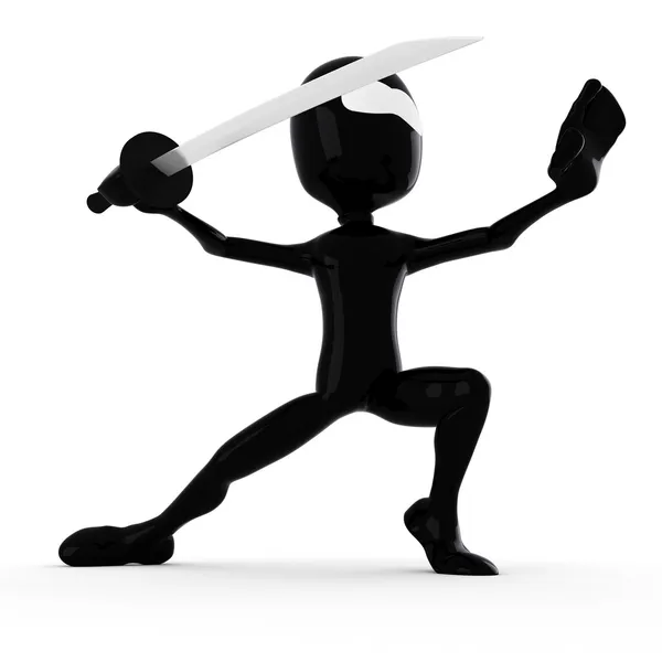 3d man ninja, in der Hand eine Katana:) — Stockfoto