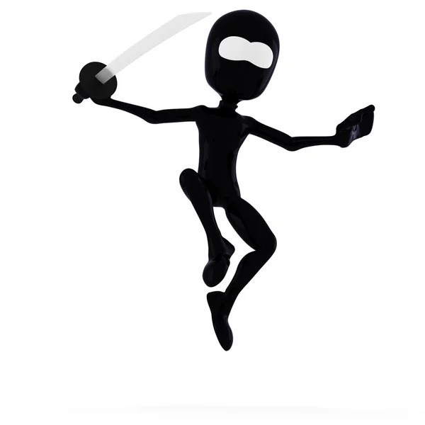 3D człowiek ninja, trzymając katana:) — Zdjęcie stockowe