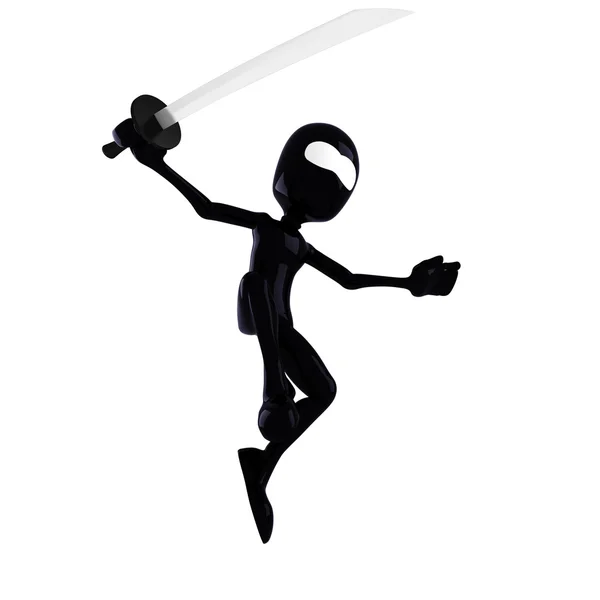 3D ninja muž, držící katana:) — Stock fotografie