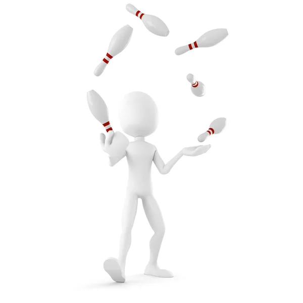 3D man jongleur, underhållande publiken — Stockfoto