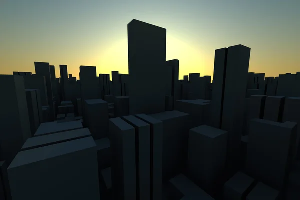 3D-Skyline einer Großstadt, Luftaufnahme — Stockfoto