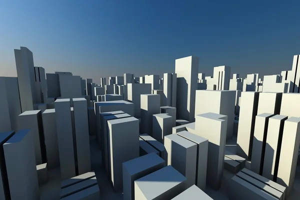 Skyline 3d de uma cidade multidão, vista aérea — Fotografia de Stock