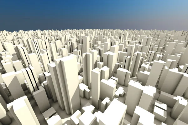 3d 天际线的一个人群城市鸟瞰图 — 图库照片