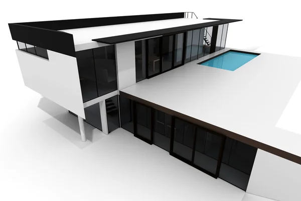 3 डी आधुनिक घर, सफेद पर अलग — स्टॉक फ़ोटो, इमेज