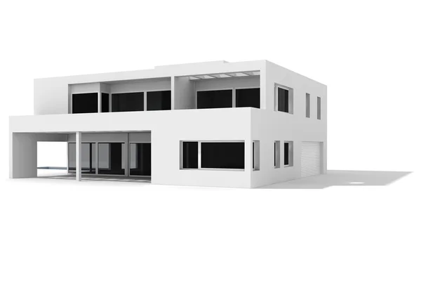 3d modern ev, beyaz izole — Stok fotoğraf
