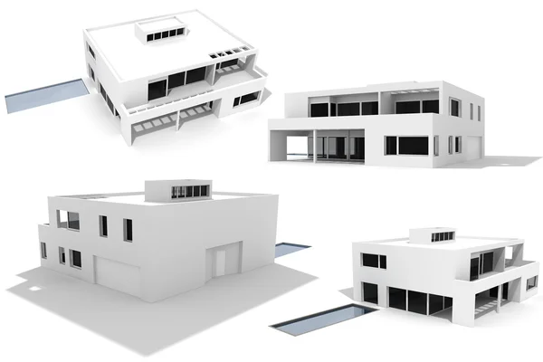 3D-s modern ház, elszigetelt fehér — Stock Fotó