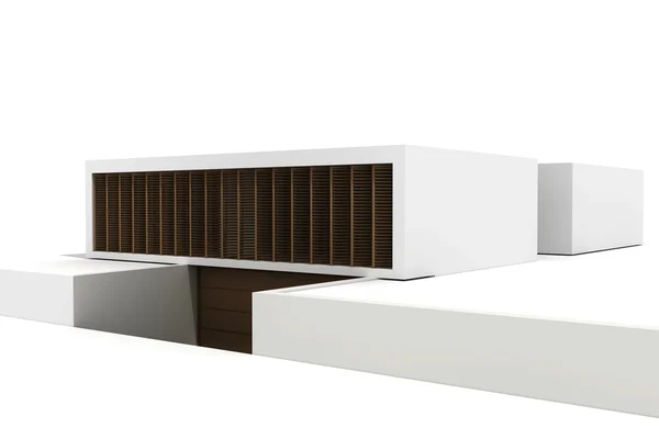 3D σύγχρονο σπίτι, που απομονώνονται σε λευκό — Φωτογραφία Αρχείου