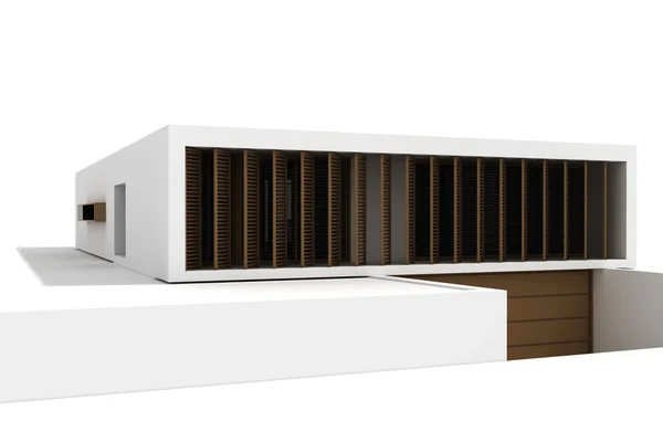 3d 현대 집, 흰색 절연 — 스톡 사진