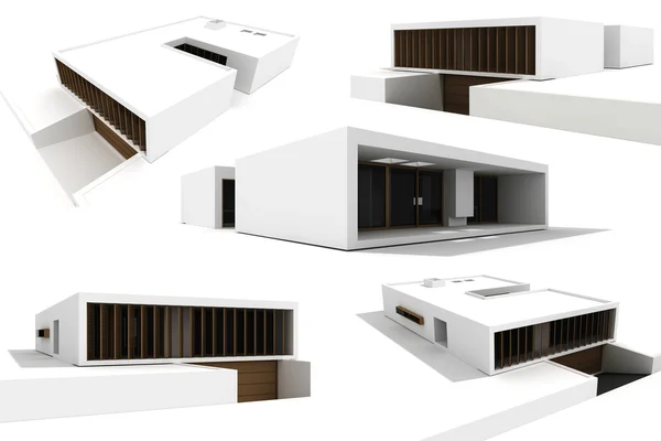 3 डी आधुनिक घर, सफेद पर अलग — स्टॉक फ़ोटो, इमेज